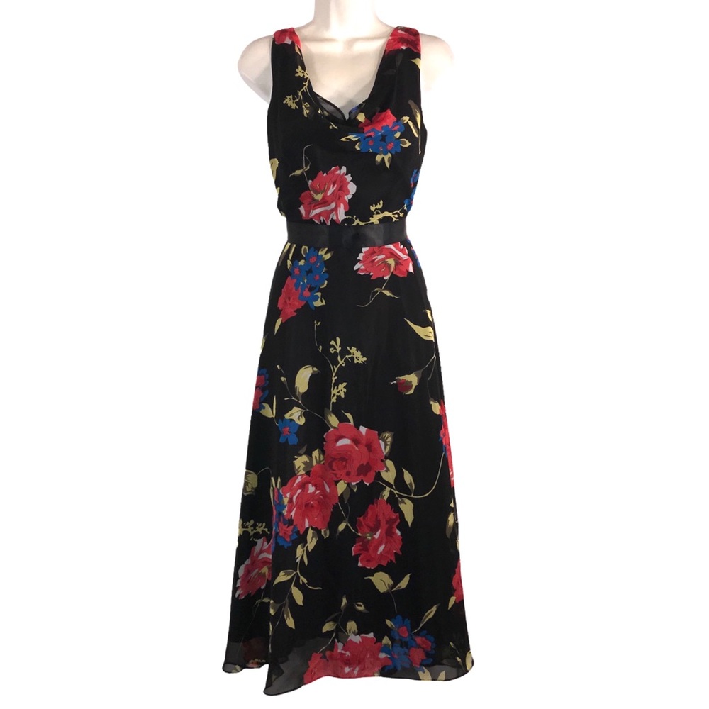 BEAUTIFUL Black Floral Chiffon Dress 💕
